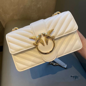 pinko燕子包新款羊皮斜纹双燕女包飞鸟酒神链条包单肩斜挎小方包