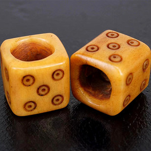 天然牦牛骨骰子藏式吉祥天母骰子保真西藏灵骨色子菩提手串配跑环