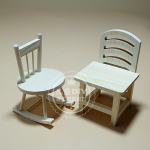 儿童手工diy木质方形椅子创意粘贴圆形摇椅板凳子木制模具装饰品