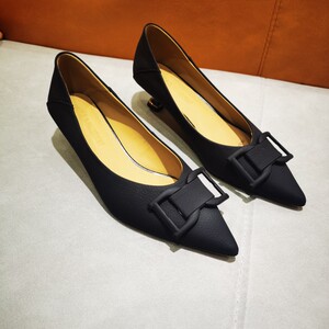 阿什拉2022春季新款真皮单鞋女尖头中跟羊皮浅口舒适两穿女鞋