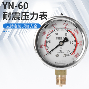 耐震压力表YN-60径向真空负压不锈钢油压水压表0-1.6MPa抗震管道