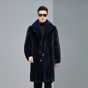 eyd 美国进口貂皮大衣男皮草外套整貂长款大码水貂毛风衣西装领