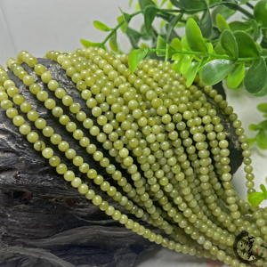 3mm纯天然橄榄玉柠檬玉石圆珠散珠发簪发饰半成品手工diy饰品配件