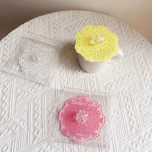 出口日本硅胶杯盖创意蕾丝食品级钻石水杯通用配件防尘马克杯盖子
