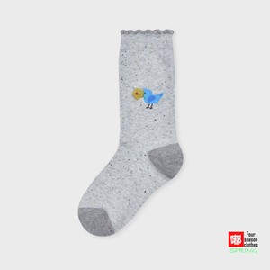 韩国正品代购socksappeal设计师品牌 小鸟吃小花拼色女袜子