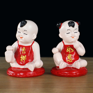 金童玉女婚庆喜房摆件求子助孕早生贵子压床娃娃一对装饰送子祈福