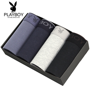 花花公子playboy男士内裤中腰男款三角四角裤头纯棉透气抗菌裤衩