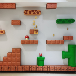 网红打卡拍照场景布置道具马里奥超级玛丽游戏派对互动背景墙装饰