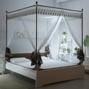 烤漆支架外穿杆坐床式拉链蚊帐1.8m床1.5m三开门t型u型家用有底