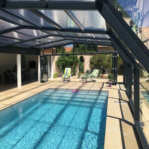 户外移动阳光房游泳池电动伸缩不违建折叠露台定制铝合金封阳台