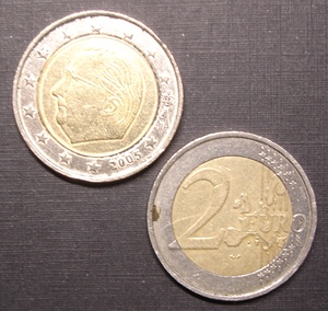 比利时2欧元2005年硬币 阿尔贝二世头像 流通品相 欧盟钱币收藏