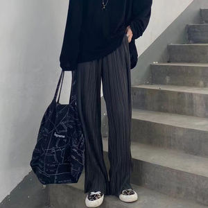 三宅一生褶皱裤子女夏2022新款褶皱高端高腰垂感薄款百褶阔腿裤