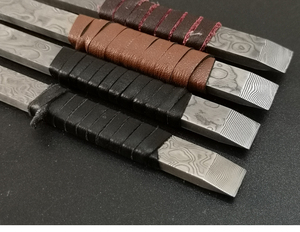 大马士革钢篆刻刀瑞粉折叠锻打全手工花纹钢雕刻木刻石刻印章8mm