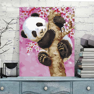 新款diy数字油画大幅手绘客厅家居油彩装饰画儿童卡通动物大熊猫