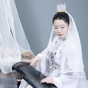 妙玉汉服发冠道姑风头纱头巾男女珍珠披巾古风古装头饰发饰婚纱仙