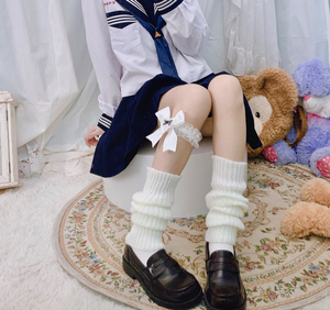日系jk制服袜套少女秋冬纯色加厚护膝袜洛丽塔大象袜带腿环小腿袜