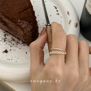suzyacc kr轻奢小众设计精致双层金色戒指女气质高级食指戒可调节