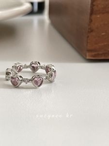suzyacc kr粉色钻爱心戒指女小众设计高级感指环时尚个性食指戒