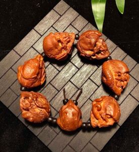 云派怪才木延大师纯手工雕刻橄榄核手串五毒骷髅核雕文玩橄榄手链