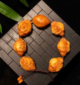 云派文丰大师纯手工雕刻橄榄核手串魔由心生核雕文玩手雕橄榄手链