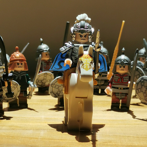 乐高三国小侠第三方演义积木古代小人仔关羽赵云骑马士兵军事玩具