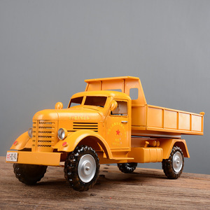 纯手工制作复古怀旧铁皮解放翻斗车模型 工艺品摆件收藏80后汽车