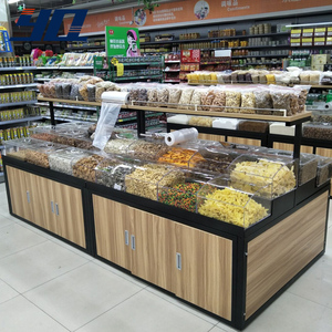 超市零食展示架散称休闲食品展示柜钢木中岛散装货架水果便利货架