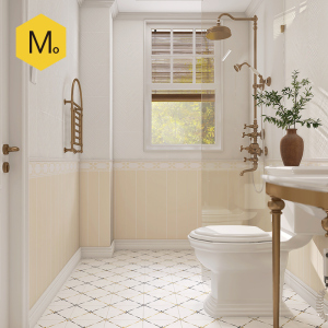 末末家 奶油风卫生间瓷砖法式小花砖 素色墙裙浴室厨房墙砖地砖