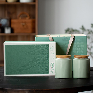 新款春茶包装盒空礼盒绿茶龙井毛尖碧螺春玉露陶瓷茶叶罐双罐半斤