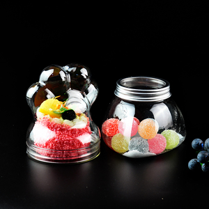 创意异形猫爪塑料糖果罐饼干零食甜品花茶包装瓶手工玩具盒熊爪瓶