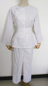 包邮男女全棉大襟偏襟盘扣布扣孝衣 孝服丧服白大褂 孝衣女全棉