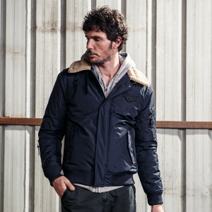 菲德玛莎男装外套欧美秋冬季上衣短版毛领夹克男衣服潮流棉衣