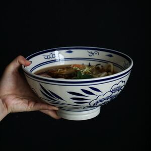 陕西油泼面碗莲花大碗宽面碗中式面馆专用定制超大10寸西安面碗