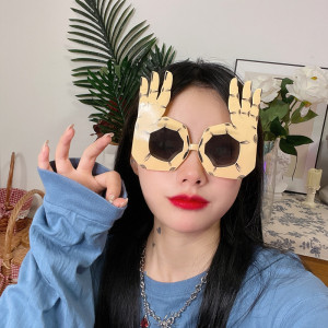 ins抖音网红ok手势搞怪拍照眼镜个性儿童墨镜生日派对自拍道具女