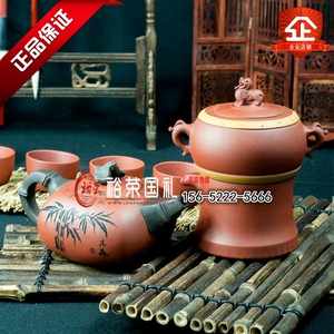 福瑞双至紫砂壶套组汪达明紫砂壶福运节节高壶麒麟献瑞自流壶