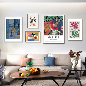 马蒂斯装饰画抽象派客厅沙发背景墙面挂画高级感小众艺术组合壁画