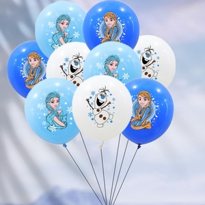 艾莎安娜公主主题女孩生日派对布置装饰冰雪奇缘雪宝印花乳胶气球