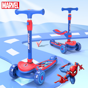 迪士尼儿童滑板车3-6-12岁蜘蛛侠男孩带闪光10溜溜滑滑踏板车3301