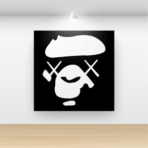 bape kaws精虫交叉眼猿人头 创意沙发书桌床头定制装饰画组合挂画