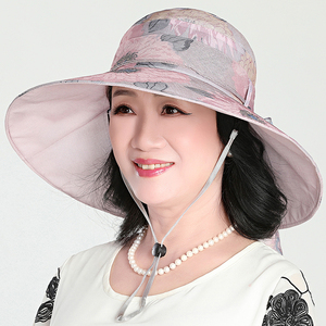 中老年夏凉帽子女妈妈遮阳帽春季防晒透气薄款人女渔夫帽太阳帽子
