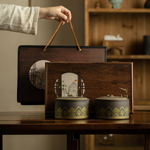 中式复古茶叶礼盒装空盒包装盒红茶黑茶普洱碎银子通用紫砂陶瓷罐