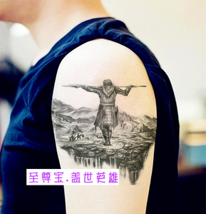 大话西游至尊宝纹身贴防水持久花臂男女孙悟空仿真手臂刺青社会人