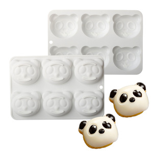 6连玛德琳熊猫小熊硅胶模具费南雪卡通蛋糕慕斯饼干果冻布丁烘焙