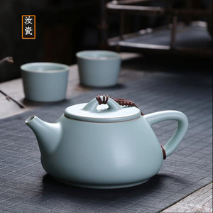 汝窑茶壶手工开片可养陶瓷功夫茶具单壶小号石瓢壶家用汝瓷泡茶壶