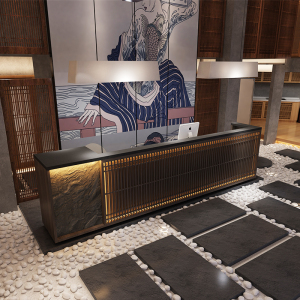 工业风转角l型前台 收银台饭店酒店酒吧足疗店茶楼吧台接待台柜台