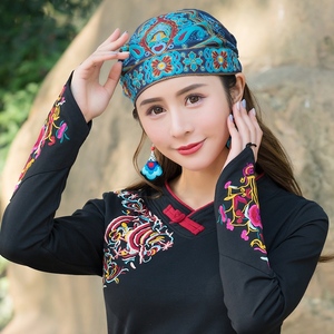 民族风百搭复古文艺休闲旅游时尚潮流刺绣花杨丽萍同款女士帽子