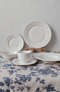 出口法式优雅立体纯色花瓣盘家用陶瓷餐具牛排盘意面盘茶杯碟