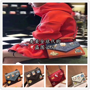 代购prada普拉达卡通机器人徽章荔枝纹单肩斜挎女包正品手提新款