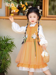 汉服女童裙子新款古装中国风超仙连衣裙儿童古风唐装春秋款套装