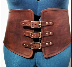 夸张宽版中世纪护腰腰带皮质pv男束腰护具欧美复古战士腰饰